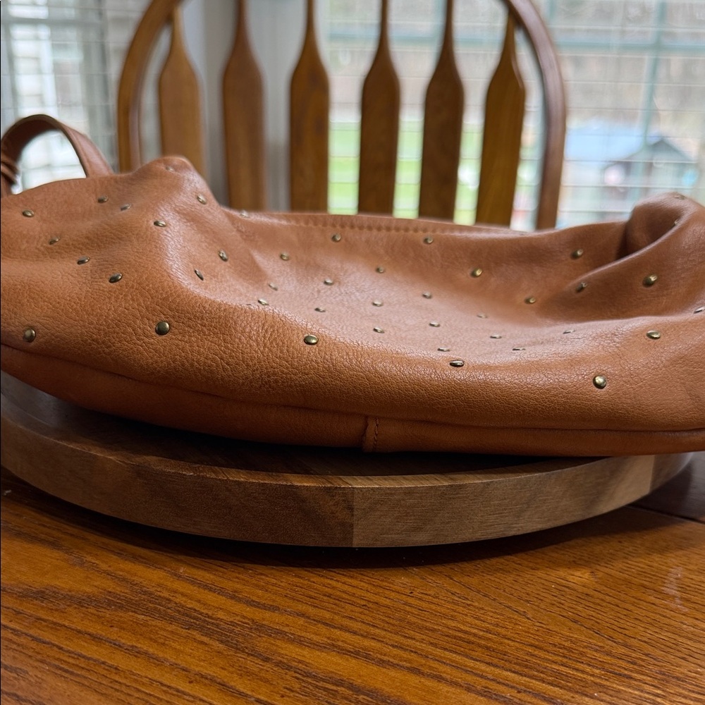 Studded Tan Leather Crossbody Bag with Adjustable Strap - Picture 8 of 8